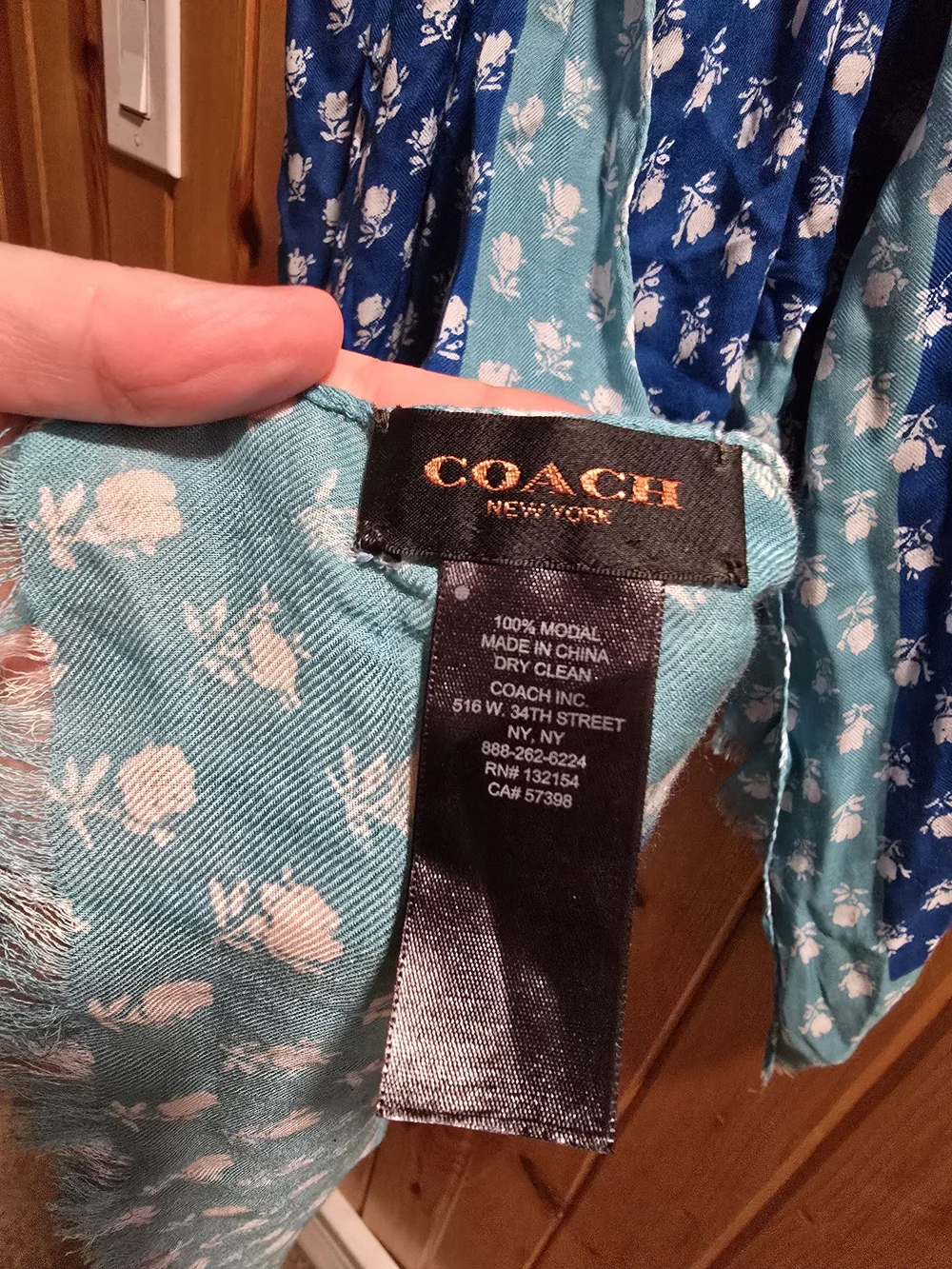 COACH Blue Floral Sarong Wrap Skirt Authentic 6ft X 56